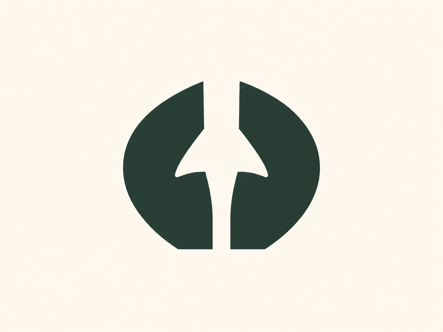 A minimalist mark that uses negative space to reveal a hidden second shape.