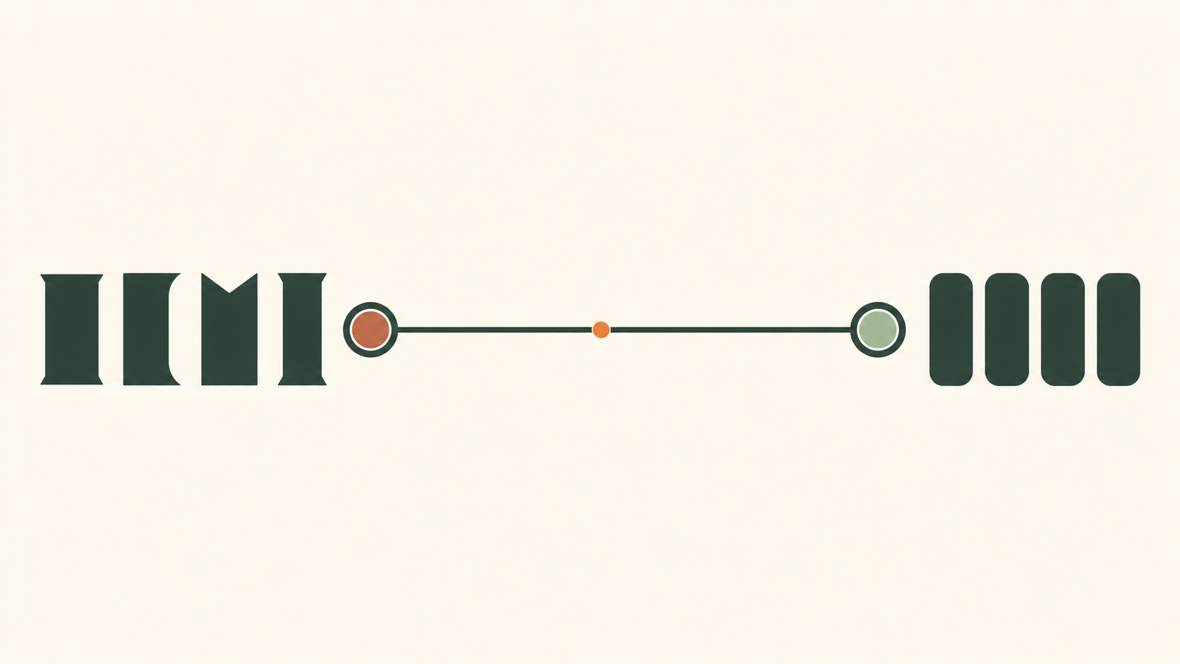 Un logotype serif à l'extrémité traditionnelle d'un axe et une sans-serif à l'extrémité moderne.